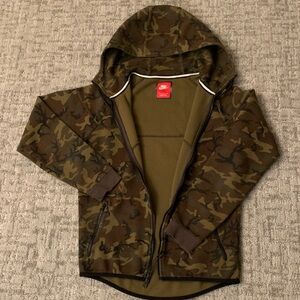 Nike Kids Camo Hoodie - Olive and Brown